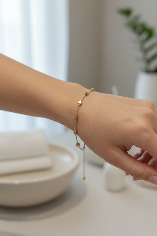 Gold Cube Station Bracelet