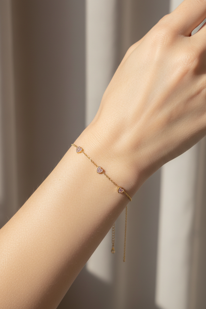 Crystal Heart Chain Bracelet