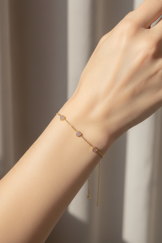 Crystal Heart Chain Bracelet