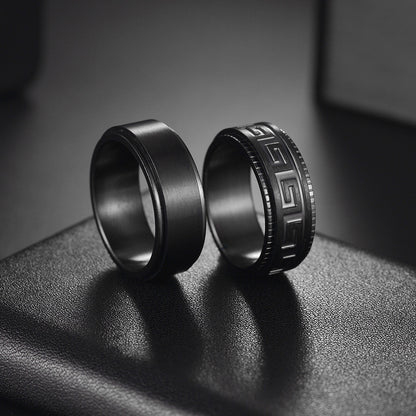 Fashion Circle 304 Stainless Steel Black Plated Rings