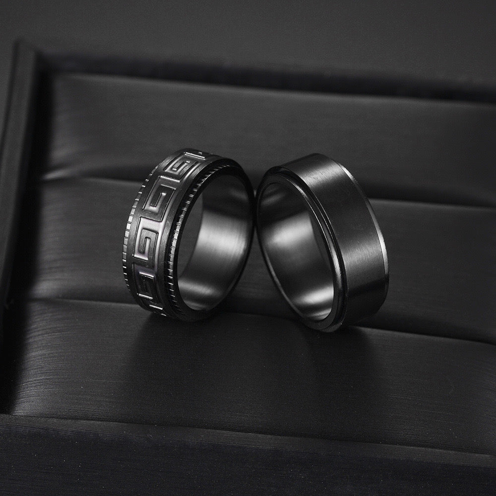 Fashion Circle 304 Stainless Steel Black Plated Rings
