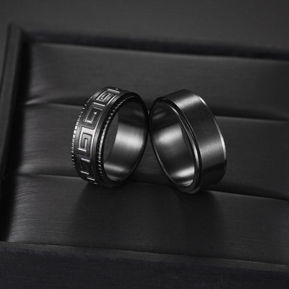 Fashion Circle 304 Stainless Steel Black Plated Rings