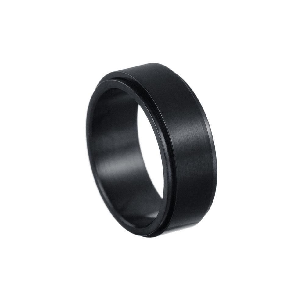 Fashion Circle 304 Stainless Steel Black Plated Rings