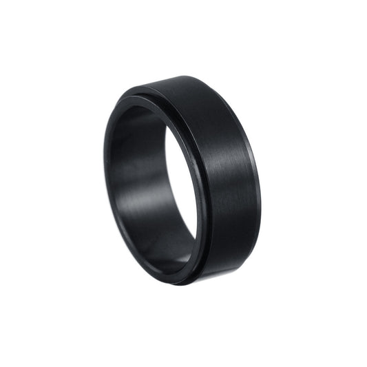 Fashion Circle 304 Stainless Steel Black Plated Rings
