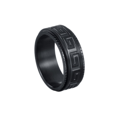 Fashion Circle 304 Stainless Steel Black Plated Rings