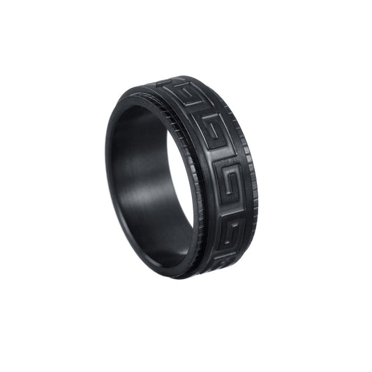 Fashion Circle 304 Stainless Steel Black Plated Rings