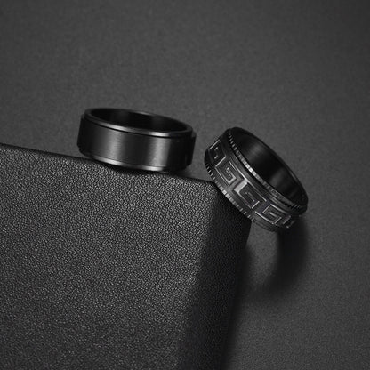 Fashion Circle 304 Stainless Steel Black Plated Rings