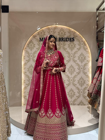 Rani pink Raw Silk Hand work