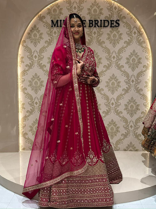 Rani pink Raw Silk Hand work