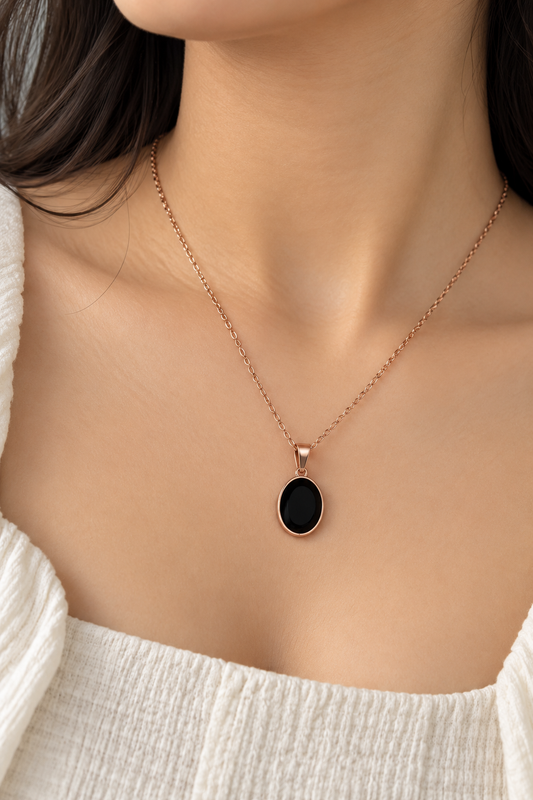 Midnight Oval Pendant Necklace