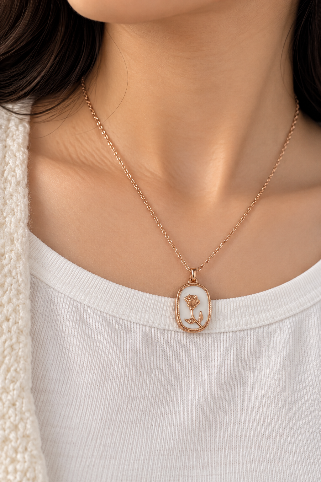 Vintage rose necklace