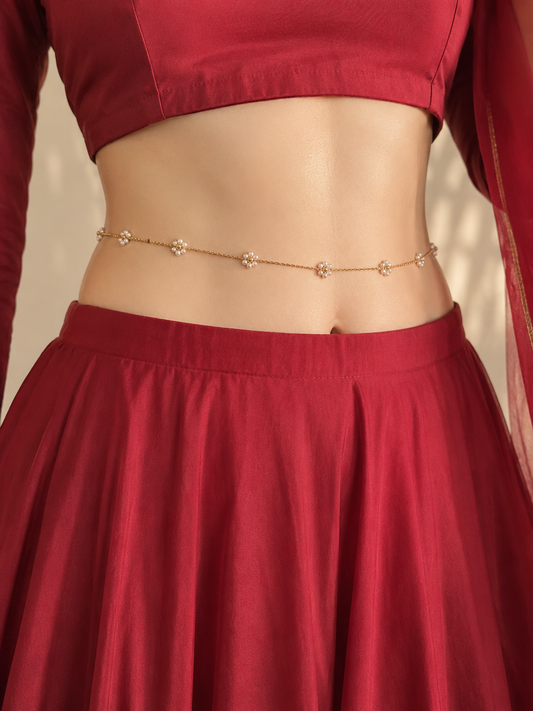 White flower gold Waist chain