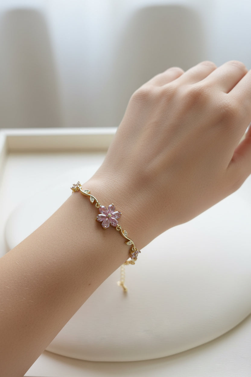 Pink flower  brecelet