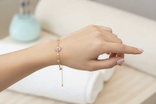 Pink flower  brecelet