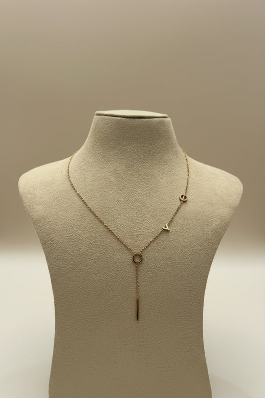 Round hanging v necklace