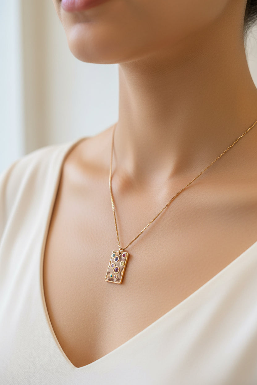 Rectangle with stone necklace