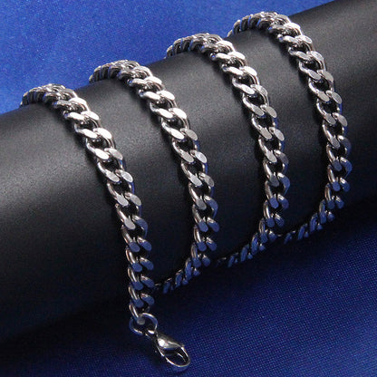 Men’s Silver Cuban Chain Necklace – Stainless Steel