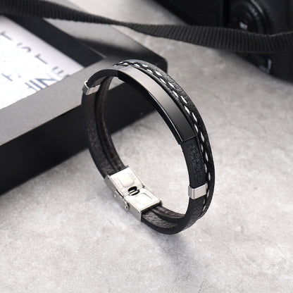Men’s Multi-Layer Leather Bracelet – Steel, Black & Gold Variants
