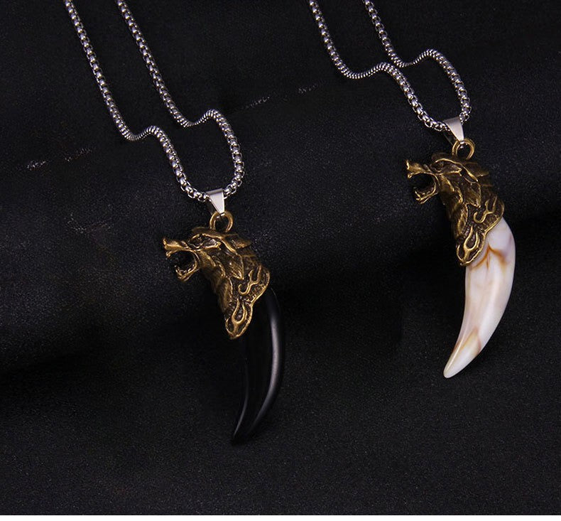 Wolf Fang Pendant Necklace – Black Fang & White Fang Variants