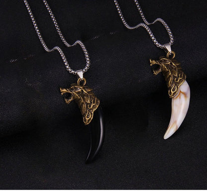 Wolf Fang Pendant Necklace – Black Fang & White Fang Variants