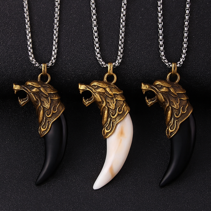Wolf Fang Pendant Necklace – Black Fang & White Fang Variants
