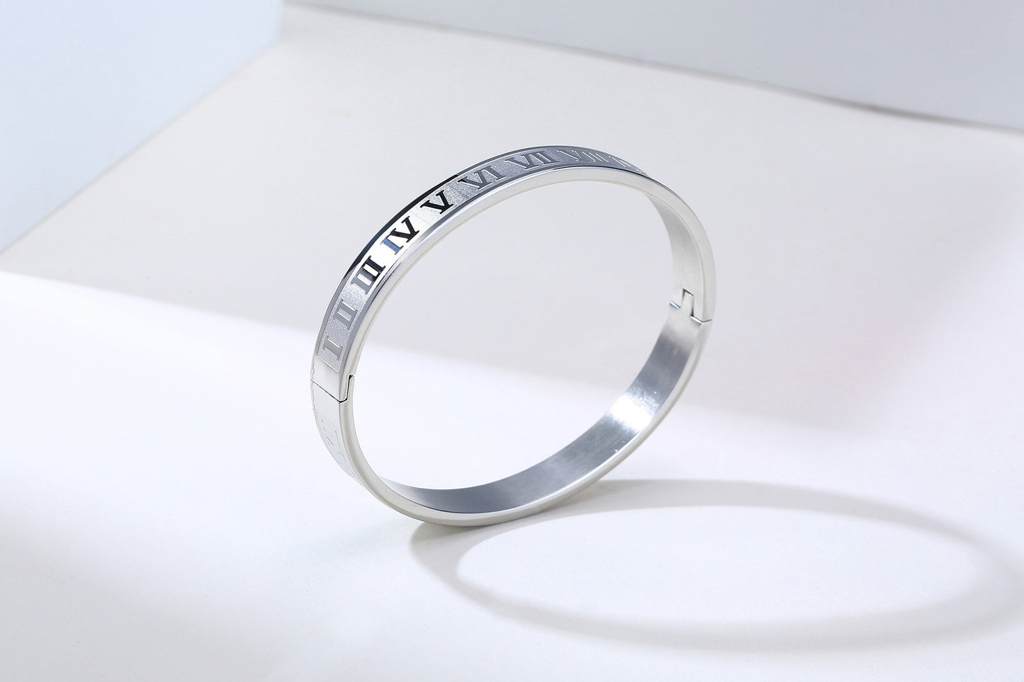 Roman Numeral Stainless Steel Bangle – Men’s Minimal Cuff Bracelet