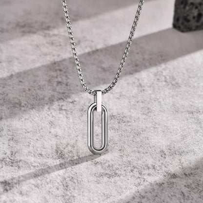 Geometric Pendant Necklace for Men – Stainless Steel Minimal Chain