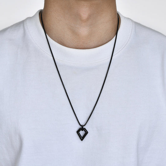 Geometric Pendant Necklace for Men – Stainless Steel Minimal Chain