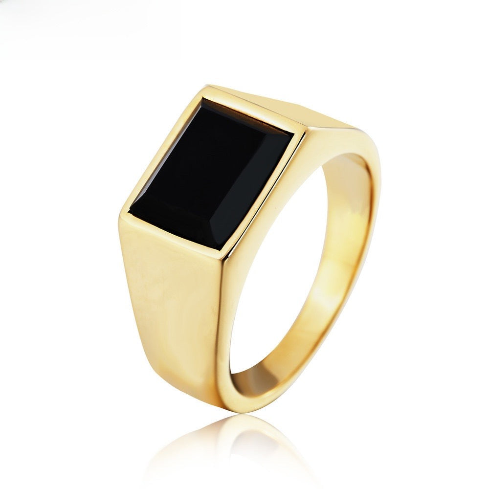 Men's Retro Classic Ring Rectangular Titanium Steel Electroplated Simple Personality European And American Style Geometric Pattern Retro Craft Unisex
Jewelry Accessory Gold