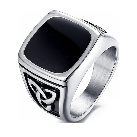 Retro Geometric 304 Stainless Steel Polishing Plating Black Plated Men'S Rings