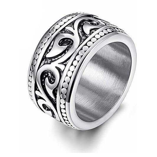 Retro Geometric 304 Stainless Steel Polishing Plating Black Plated Men'S Rings