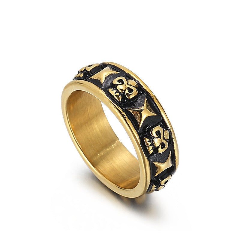 Punk Skull Titanium Steel Plating 18K Gold Plated Halloween Men's Rings