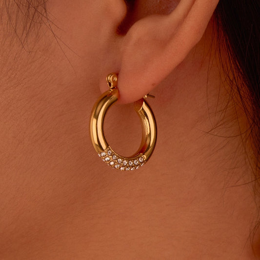 Gold Crystal Hoop Earrings