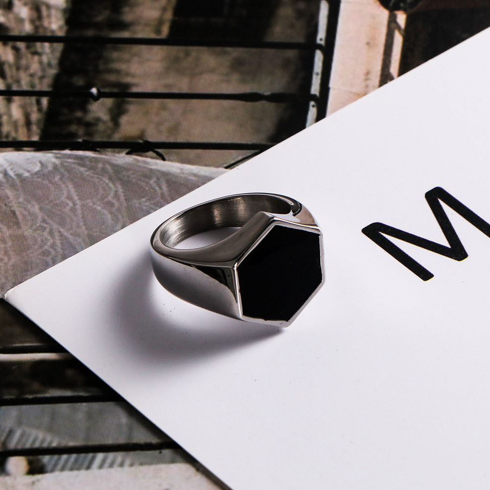 Vintage Style Classic Style Geometric Titanium Steel Polishing Unisex Rings Men Signet Rings