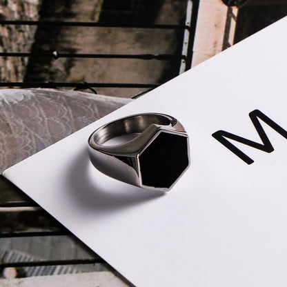 Vintage Style Classic Style Geometric Titanium Steel Polishing Unisex Rings Men Signet Rings