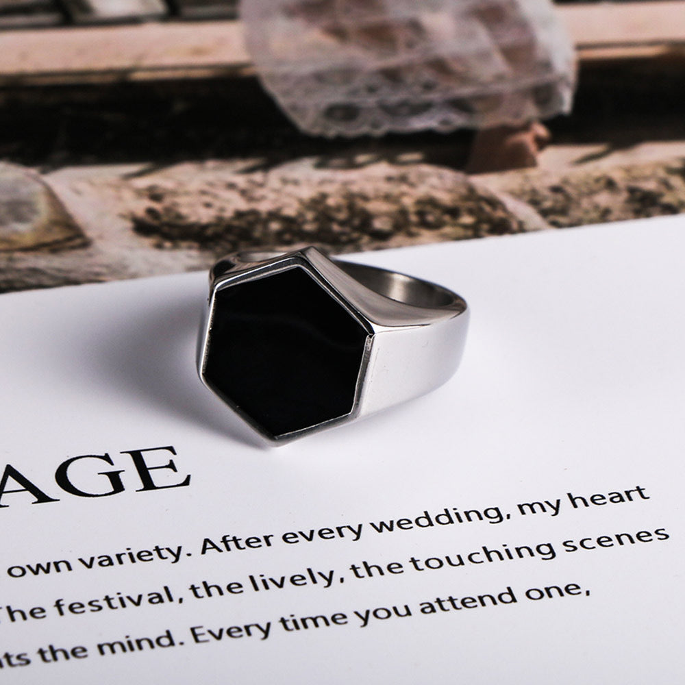 Vintage Style Classic Style Geometric Titanium Steel Polishing Unisex Rings Men Signet Rings