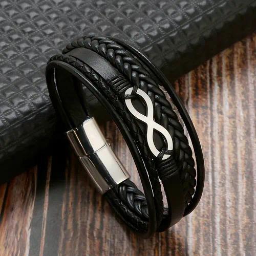 Men’s Infinity Leather Bracelet – Multi-Layer Braided Design | 3 Variants