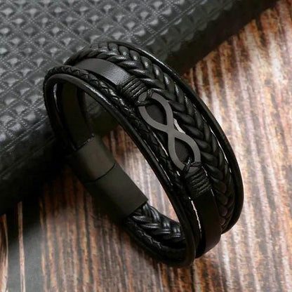 Men’s Infinity Leather Bracelet – Multi-Layer Braided Design | 3 Variants