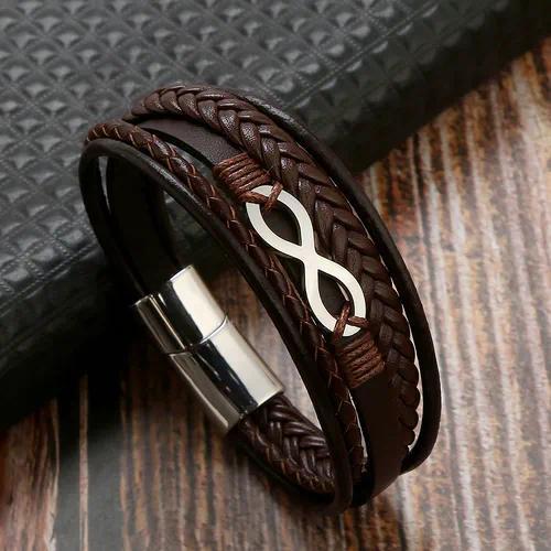 Men’s Infinity Leather Bracelet – Multi-Layer Braided Design | 3 Variants