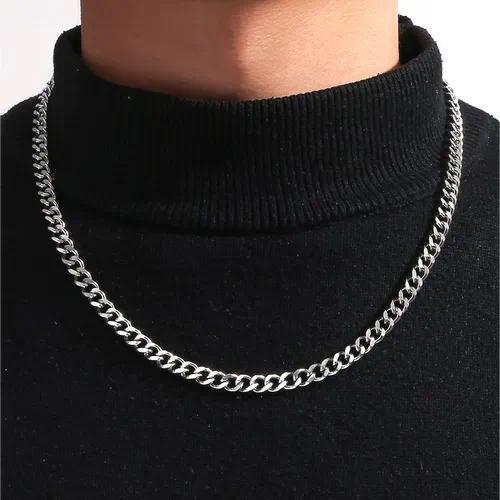 Men’s Silver Cuban Chain Necklace – Stainless Steel