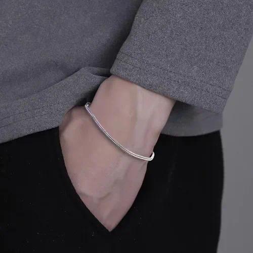 Men’s Silver Rope Chain Bracelet – Stainless Steel Minimal Design