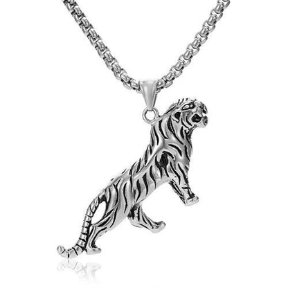 Men's Stainless Steel Tiger Pendant Necklace | Hip Hop Retro Style