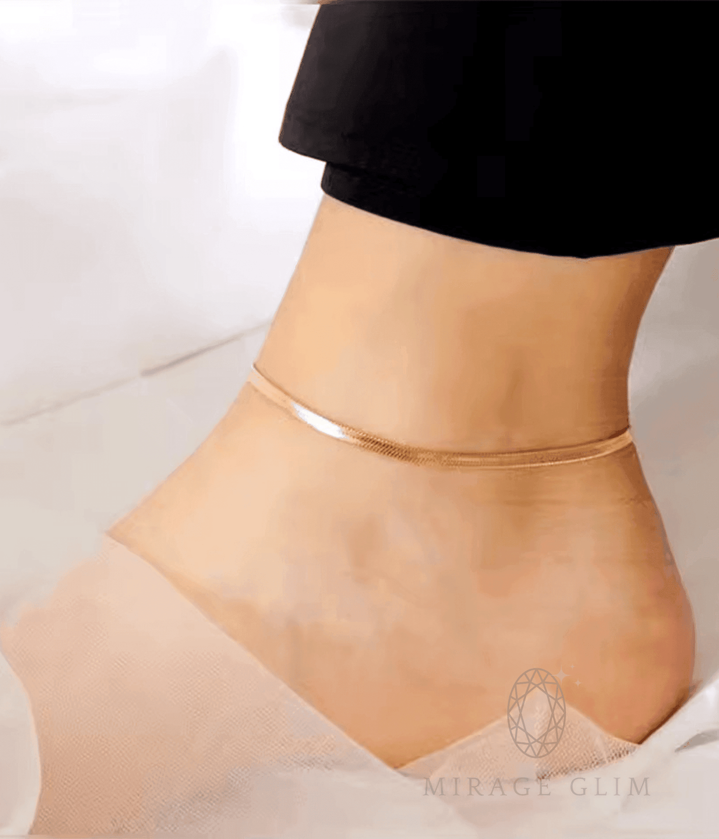 Delicate snake chain anklet with smooth flexible design on ankle