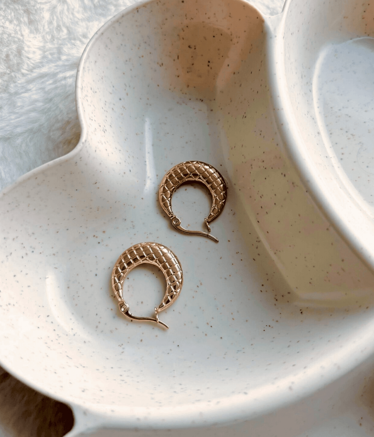 Minimal crescent earrings with textured surface