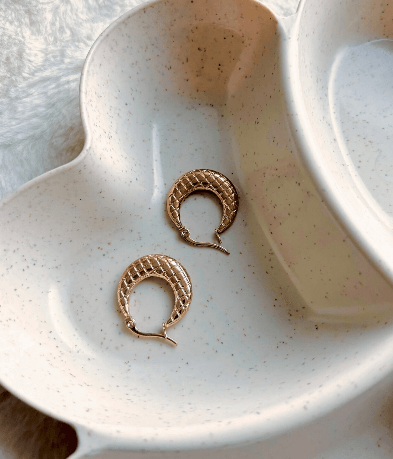 Minimal crescent earrings with textured surface