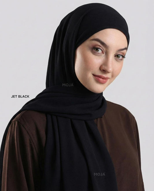 Jet Black Malaysian Georgette MOJA
