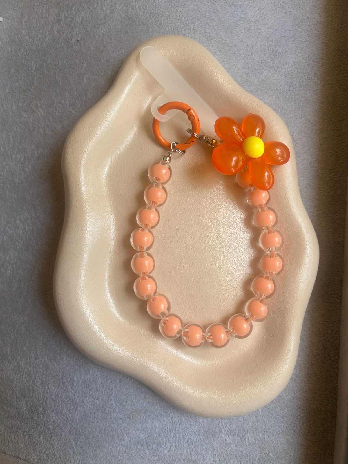 Flower Charm Bracelet - Peach Orange