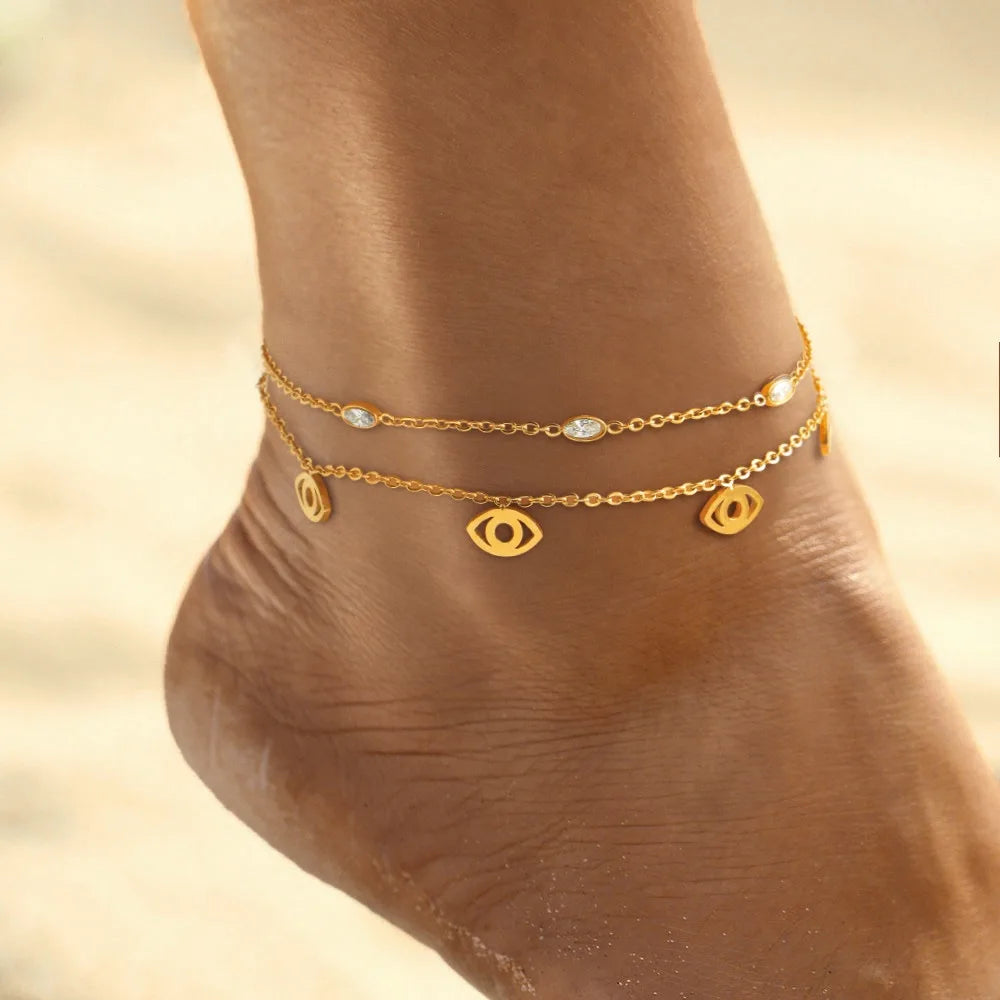 Evil Eye Anklets Pair
