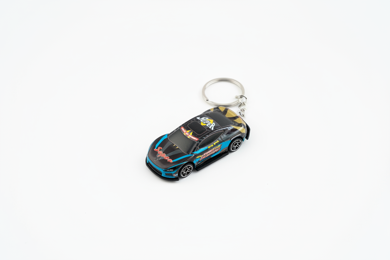 Blue "POWER" Racing Car - Clean Background