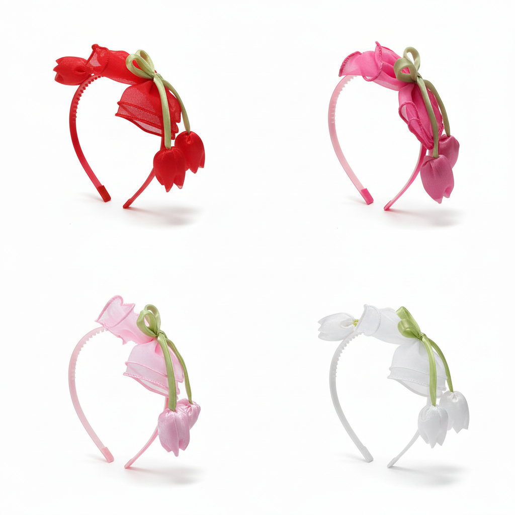 Four Color Hair Band Variants - Red, Pink, Light Pink, White